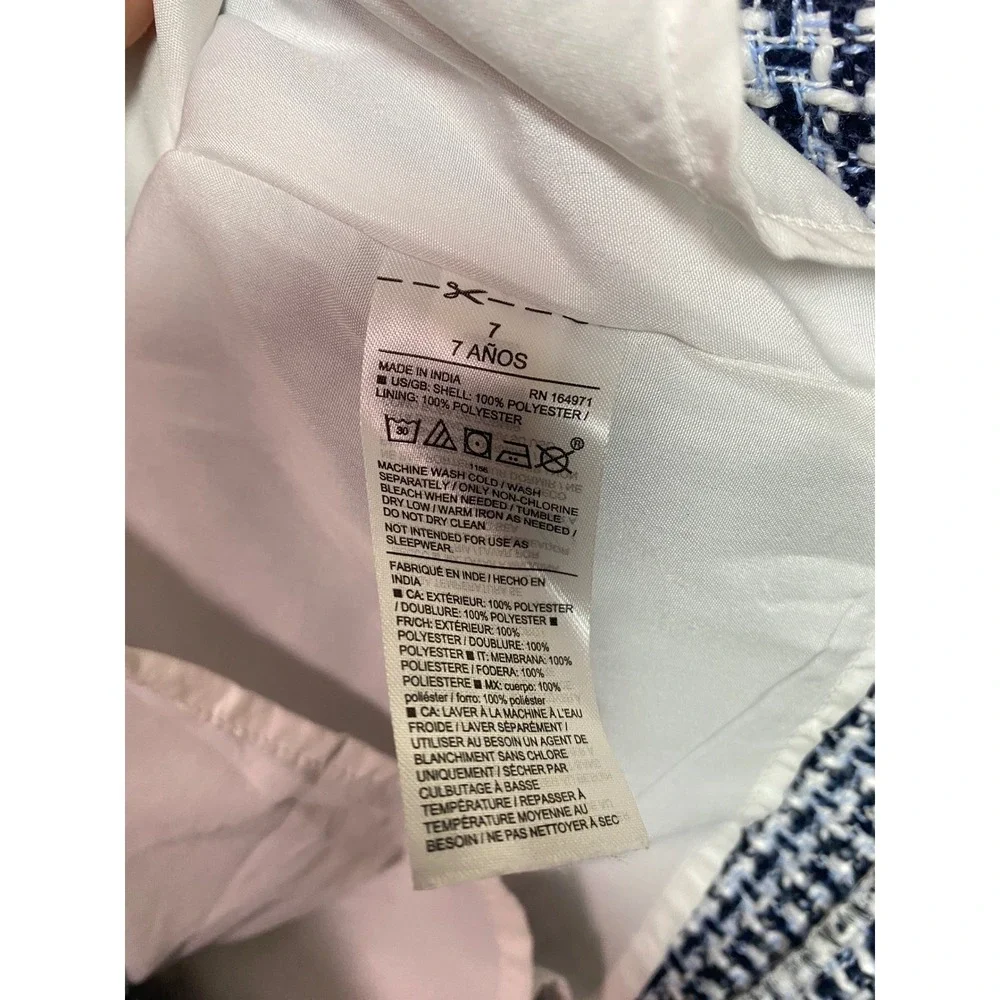 Janie and Jack Kids Navy White Tweed Dress and Matching Jacket Set Size 7 Preppy